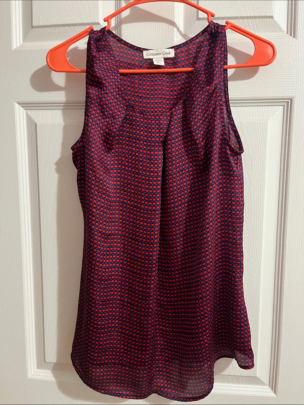 Coldwater Creek Sleeveless purple and red print shirt